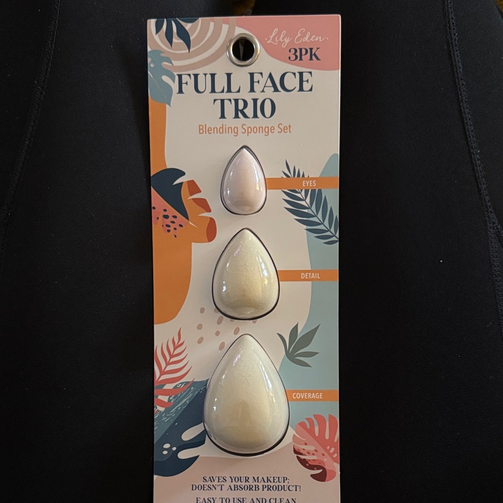 Full Face Trio Blending Sponge Set - Cream NIB NWT